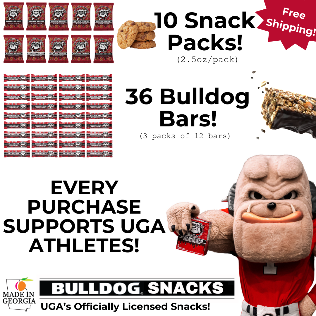 36 Bars & 10 Cookie Pouch Bulldog Snacks FAN PACK!